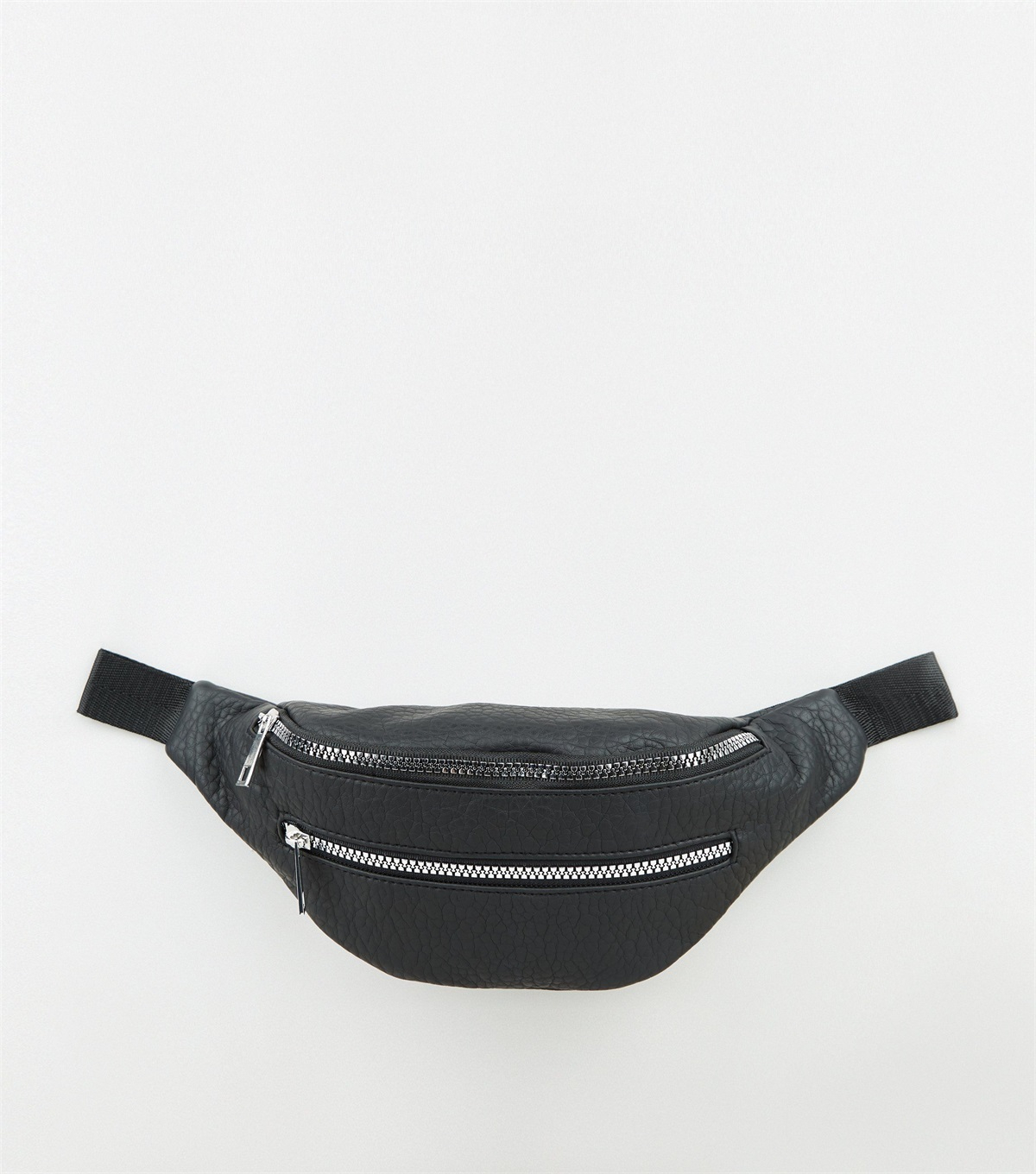 PZB26066 black-double-zip-bum-bag