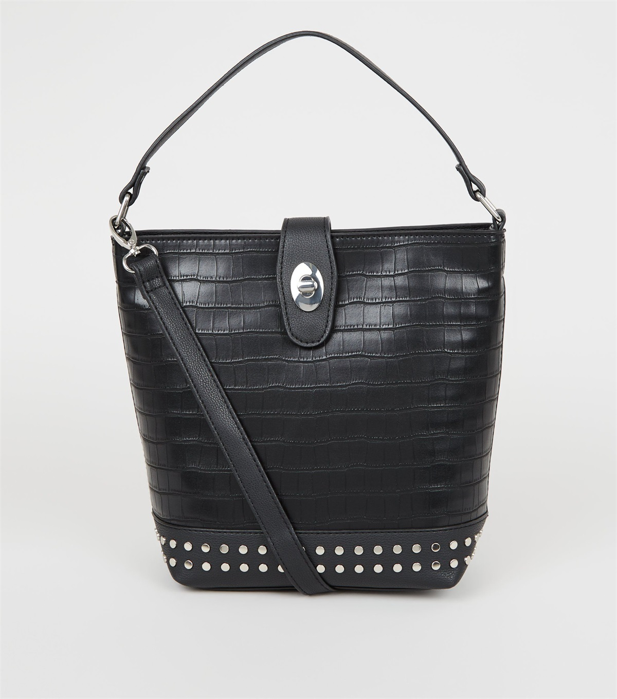 PZB26081 black-faux-croc-studded-bucket-bag