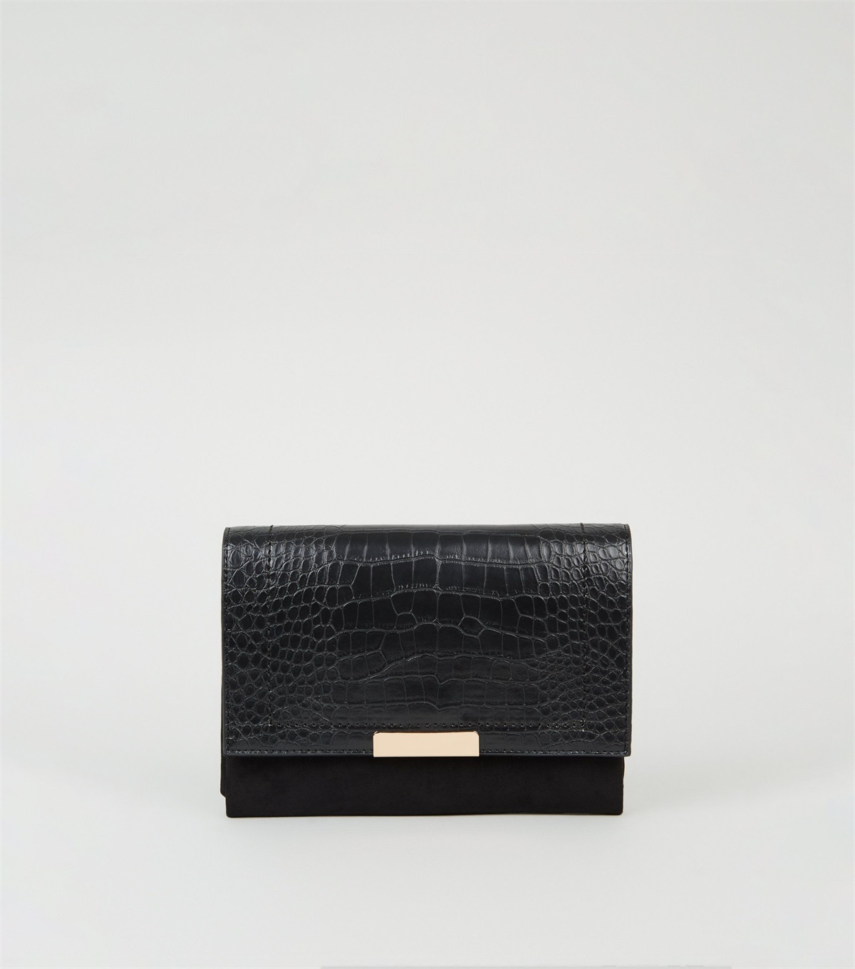PZB26071 black-faux-croc-panel-chain-shoulder-bag