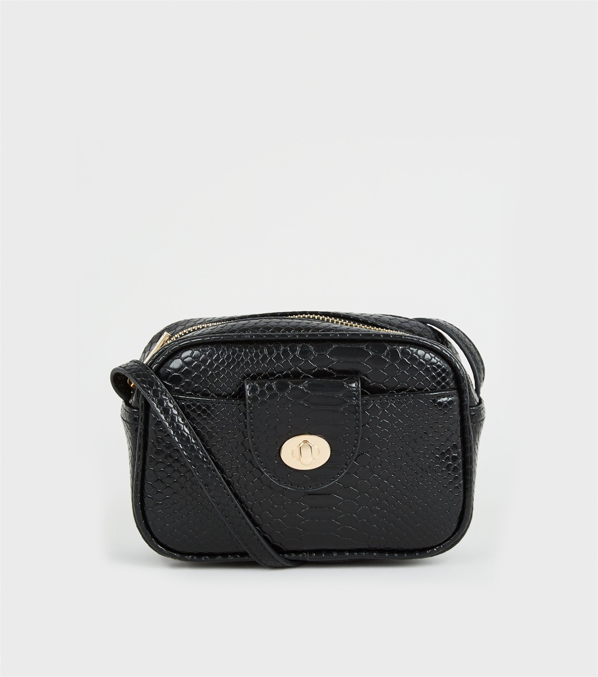 PZB26085 black-faux-snake-camera-bag