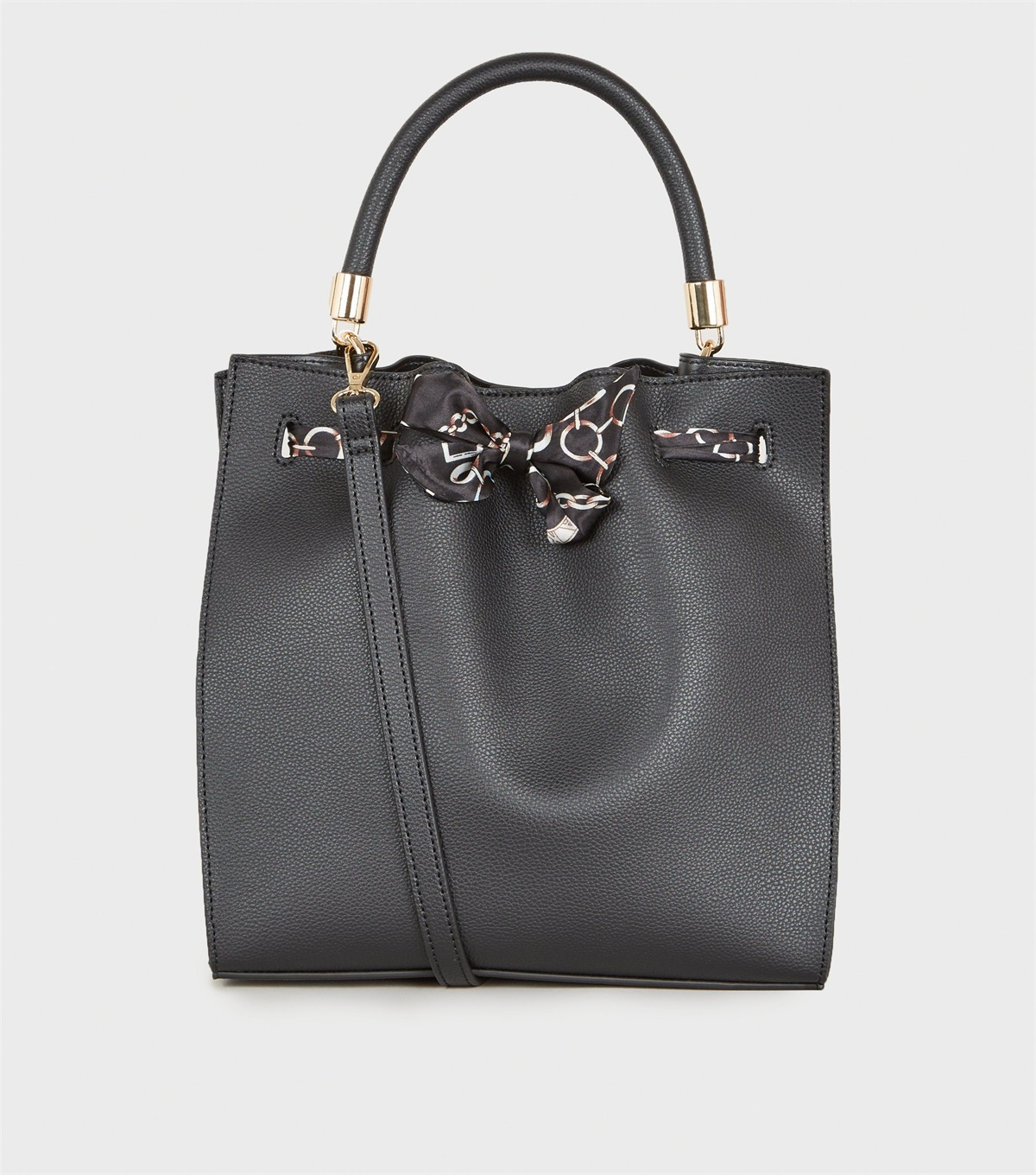 PZB260128 black-scarf-drawstring-tote-bag